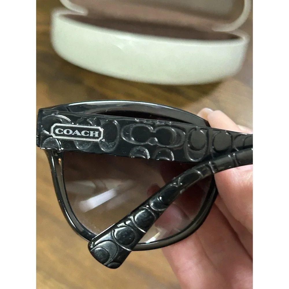 Women's Coach Sun Glasses with Case Black With Logo On Glasses - Picture 3 of 8